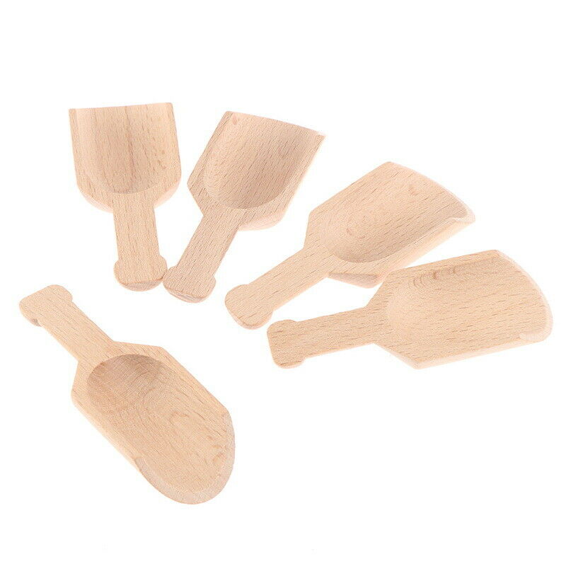 5Pcs 8cm Wooden Scoops Bath Salt Spoon Candy Flour Spoon Scoops Kitchen U.l8