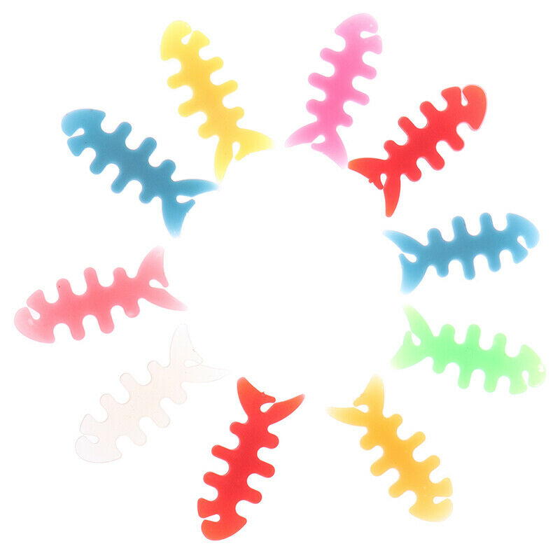 10 X Fish Bone Shape Earphone Headphone Cord Wrap USB Cable Winder OrganCW.l8