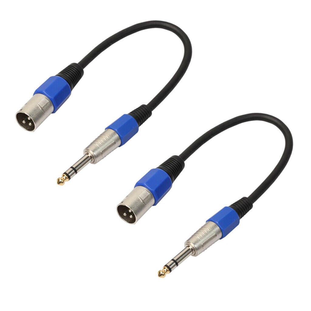 2 Pcs 1ft XLR Microphone Cable, XLR Male to 6.35mm TRS Male, 3-Pin, Connectors