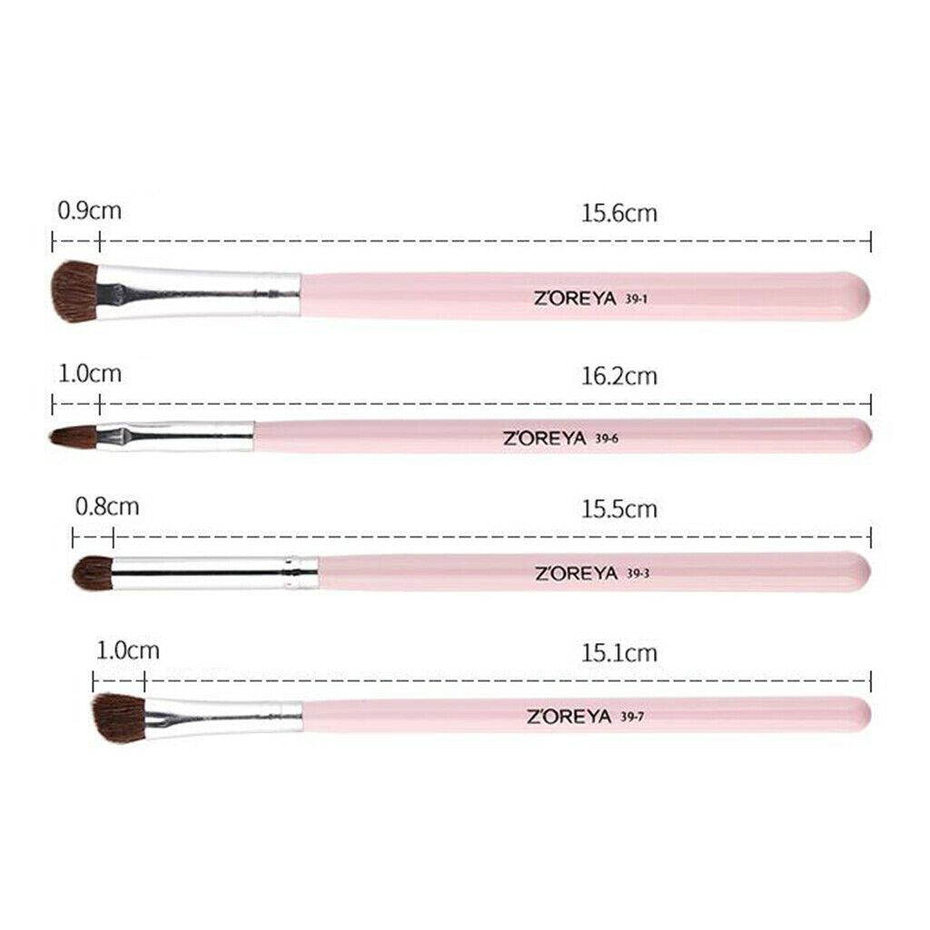 4x Smoky Eyes Brushes Durable Wooden Handle Eyeshadow Nose Shade Brush Pink