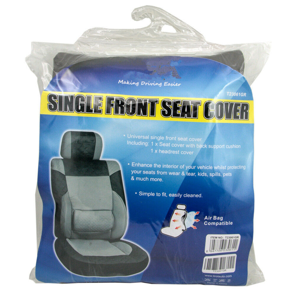 1x Universal PU Leather 3MM Sponge Auto Car Front Seat Cover Cushion Black+Gray