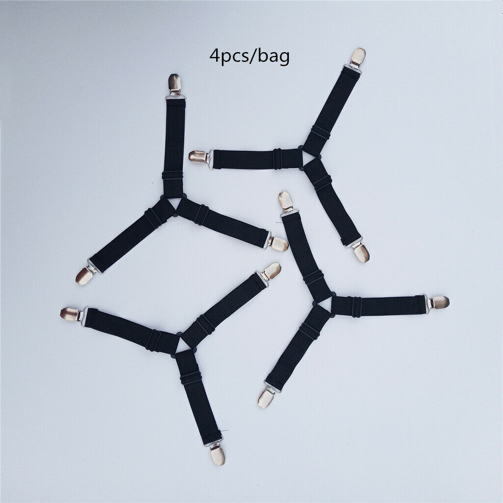 Bed Suspender Straps Mattress Fastener Holder Triangle Grippers Sheet Clips