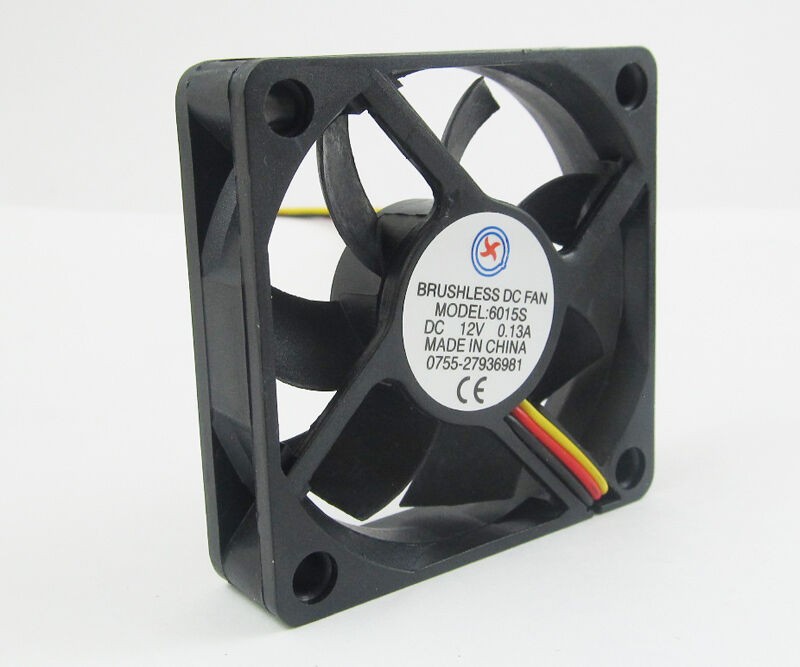 2pcs Brushless DC Cooling Fan 12V 60x60x15 60mm 6015S 3Wire NEW