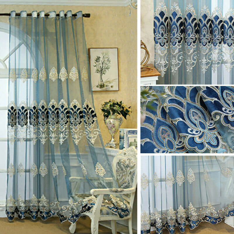 European Semi-finished Tulle Curtains Fabric Bedroom Window Sheer Drape Retro
