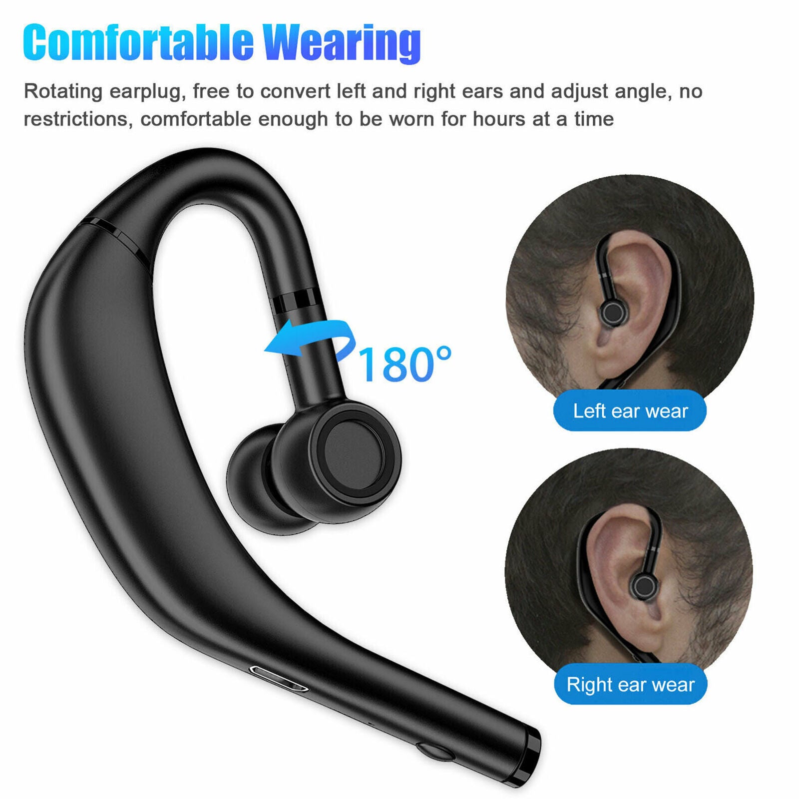Wireless Bluetooth 5.0 Headset Stereo Driving Trucker Earphone Earbuds