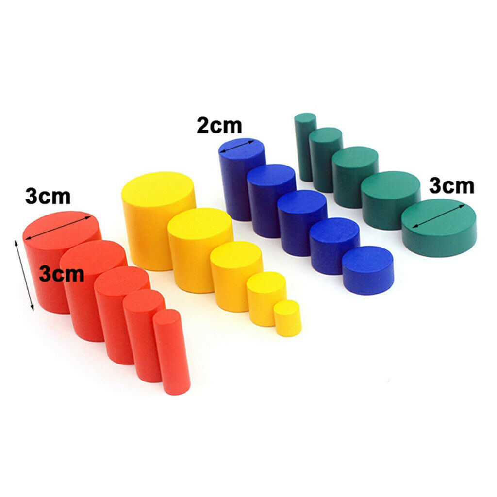 Wood Montessori Cylinder Color Matching Geometry Toys Kid Math Supplies