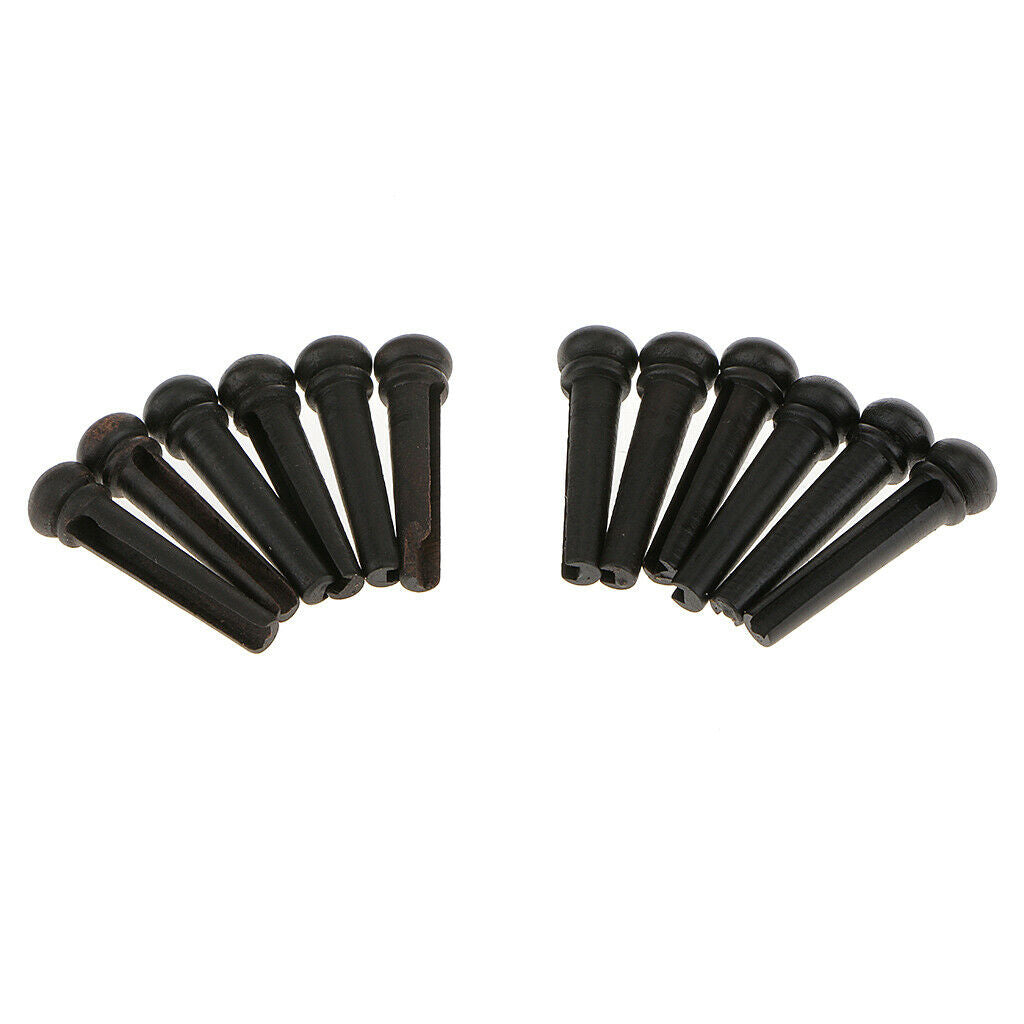 2 Set of 6pcs Acoustic Guitar Bridge Pins Ebony Black W / Shell / Abalone