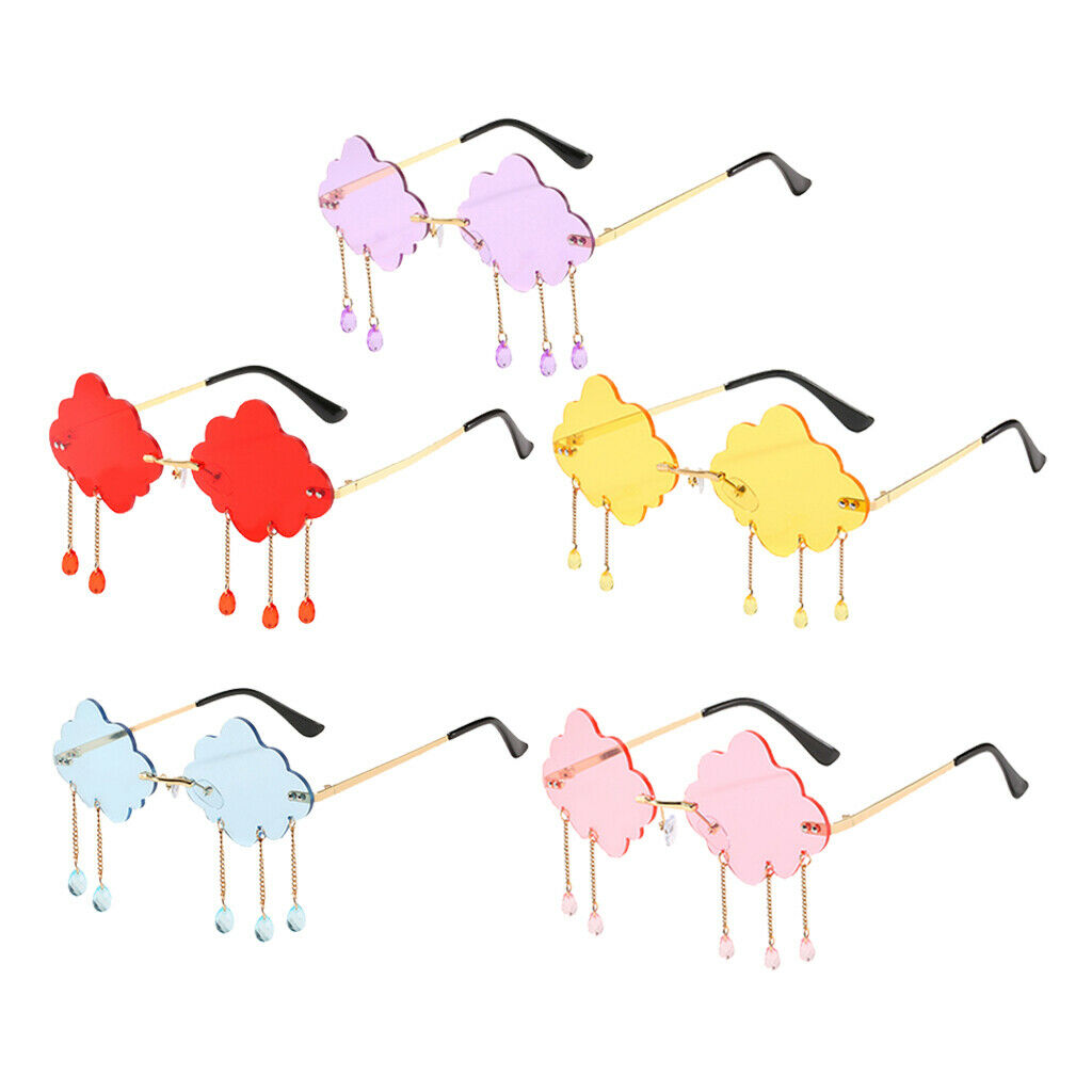 5pcs Ladies Fashion Cloud Shaped Sunglasses Clear Lens Rimless Party Eyewear
