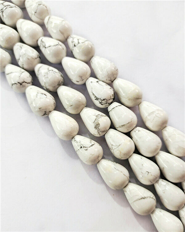 1 Strand 14x10mm Natural White Howlite Teardrop Spacer Loose Beads 15.5" HH7859