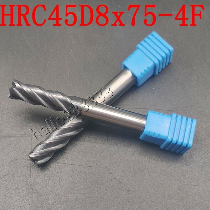 2PCS 8mm *75mm 45 Degree Cutter Router Bit Tool 4 Flutes HRC45-50 Carbide