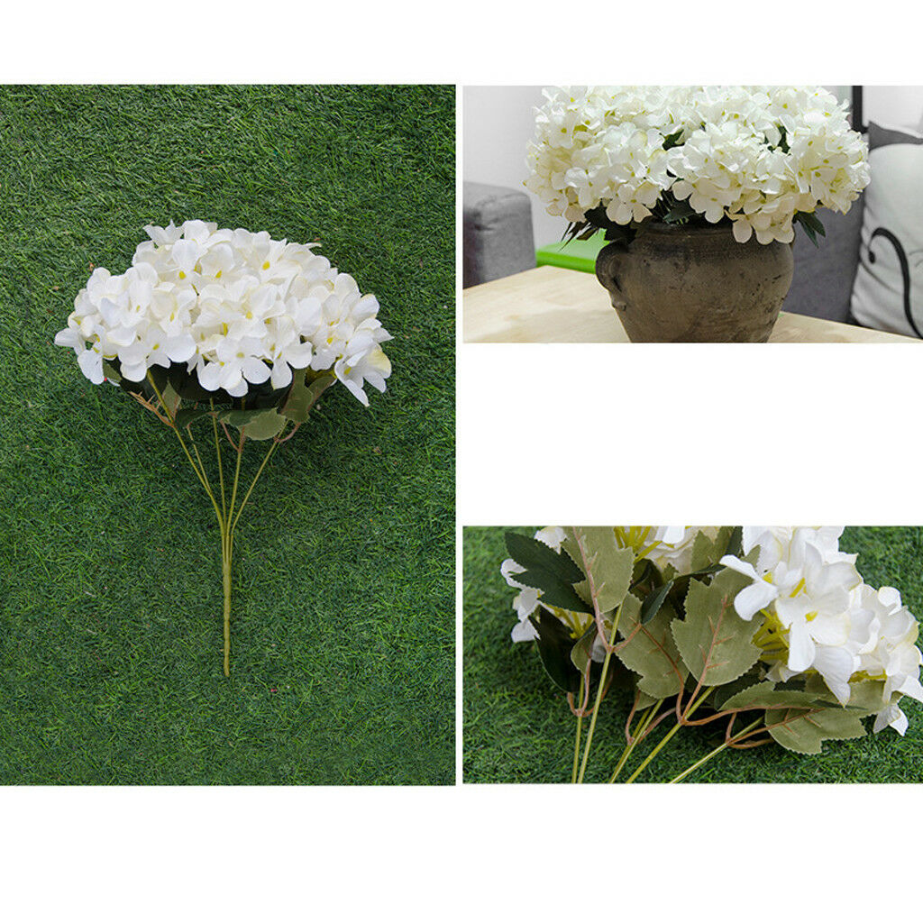 Upscale 6 Heads Artificial Hydrangea Simulation Flowers Bouquet Decor White