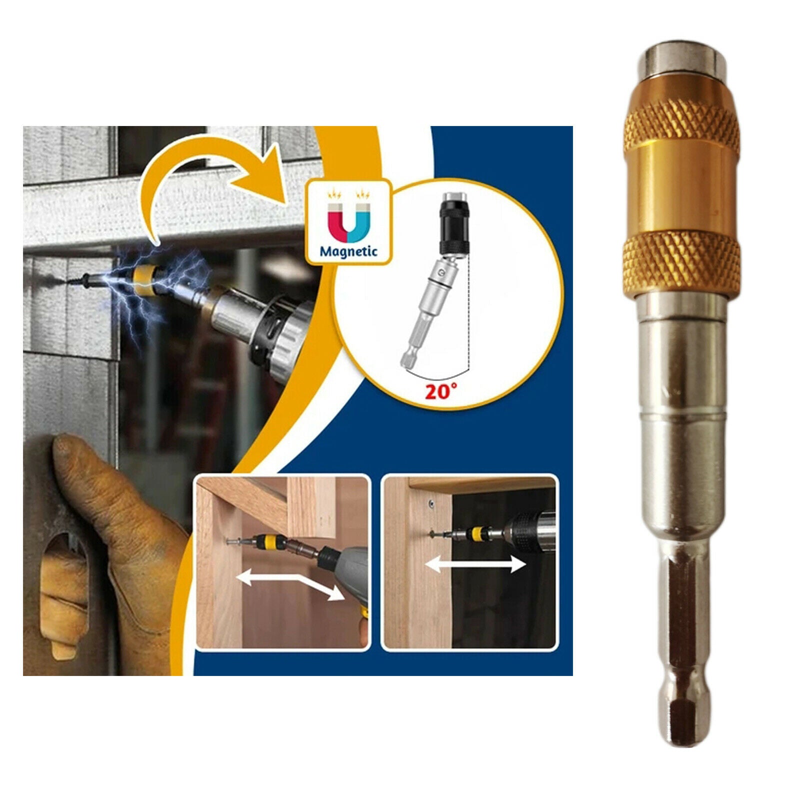 Magnetic Screw Drill Tip Pivoting Screwdriver Bit Holder 1/4 Hex Shank