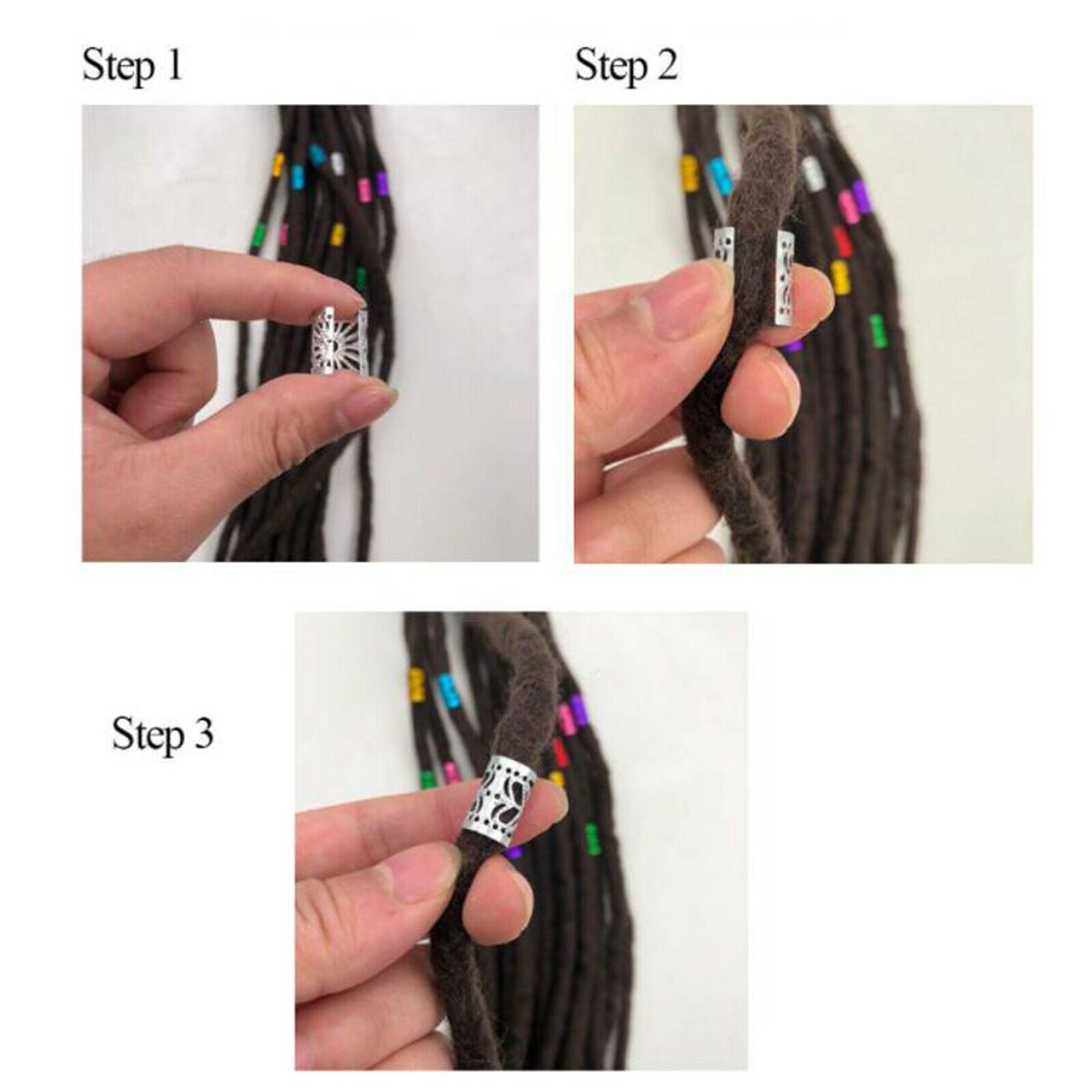 170Pcs Adjustable Hair Braid Cuff Clips Tubes Jewelry For Hair Extension
