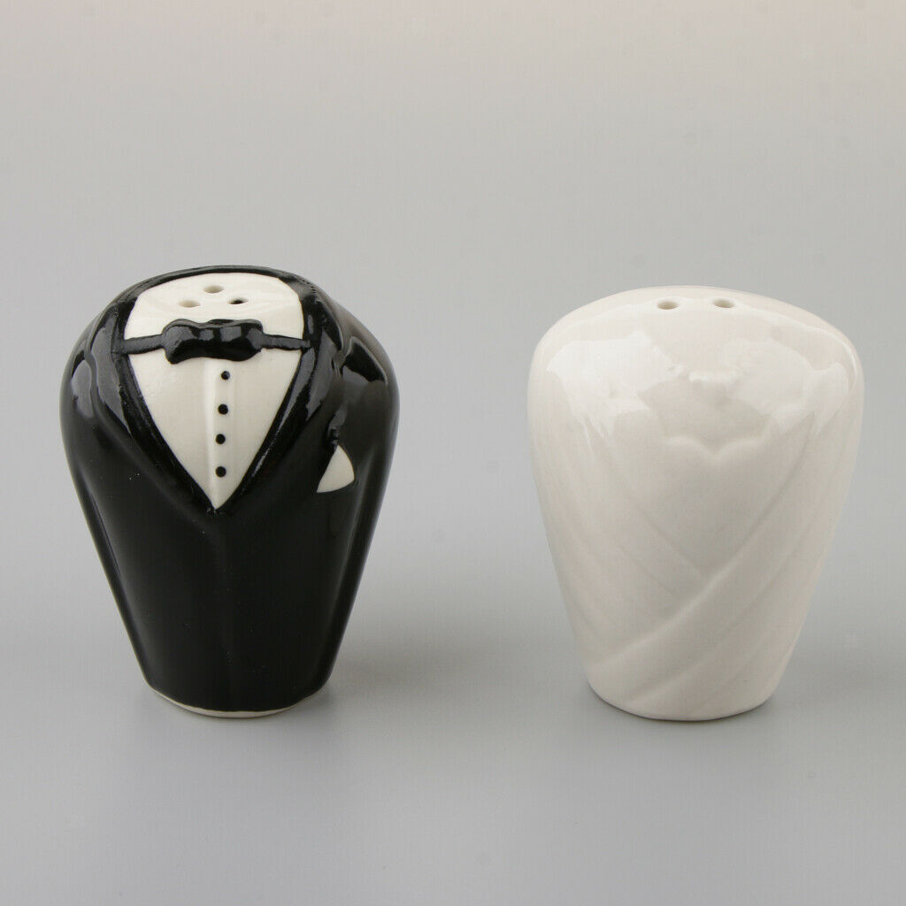 Bride and Groom Tuxedo Salt and Pepper Shakers Set Wedding Christmas Favor