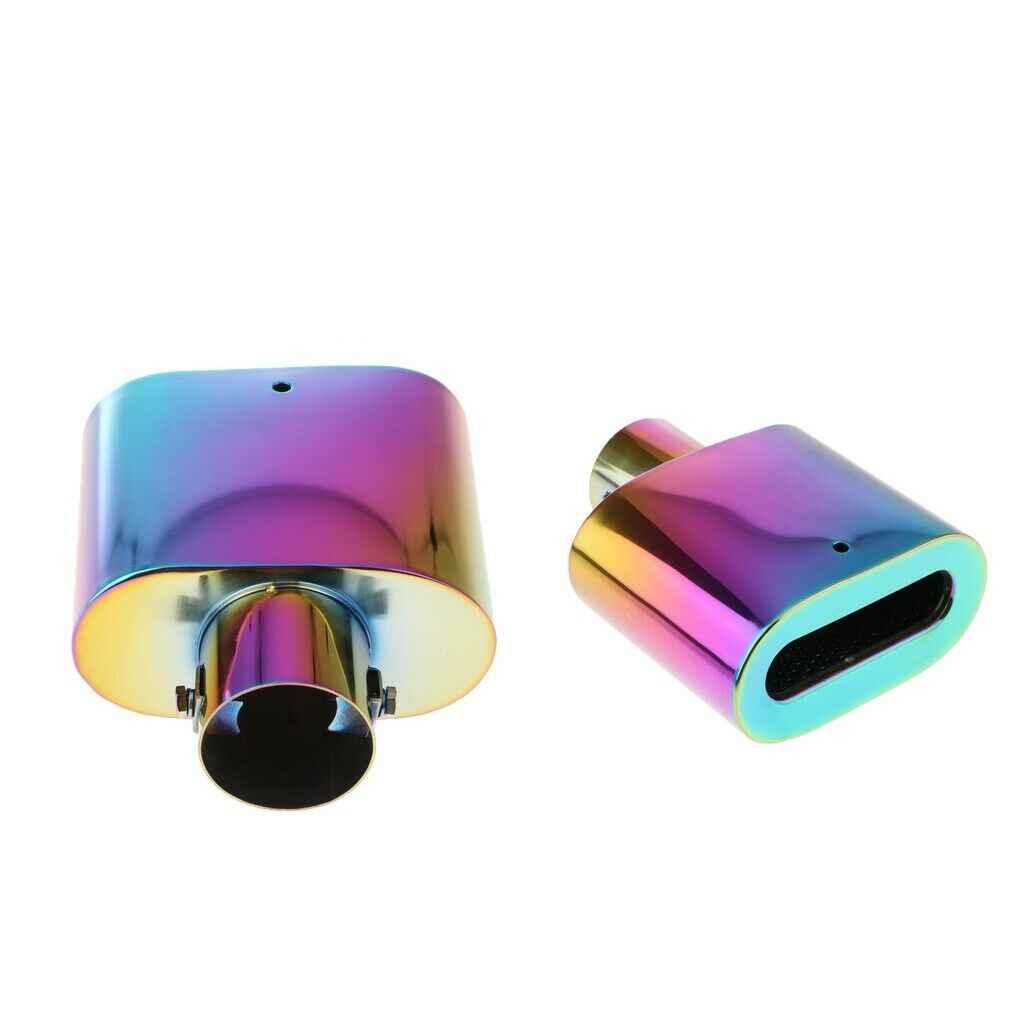 2PCS Car Truck Tail Throat Pipe Exhaust Pipe Trim Tips Muffler Pipe Colorful
