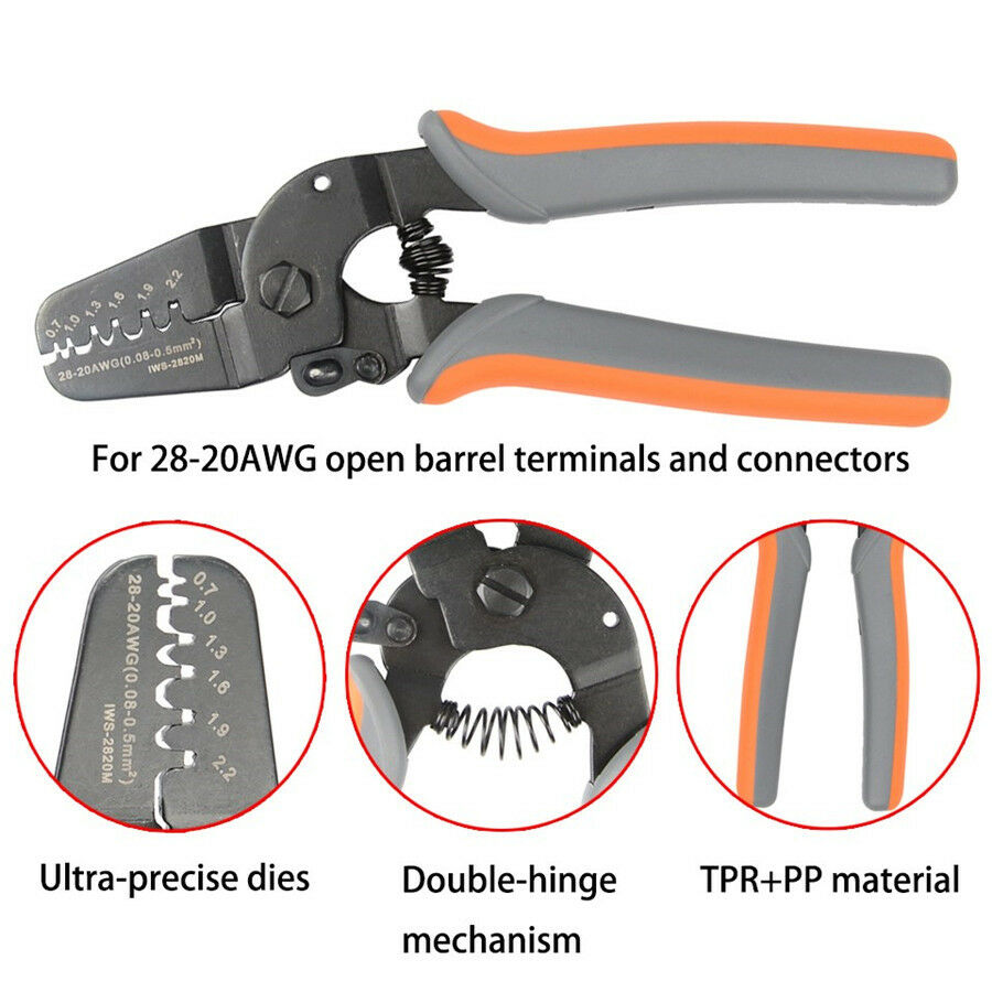 Mini Micro Open Barrel Crimping Tools Works on For AWG28-20 JAM, Molex, Tyco,