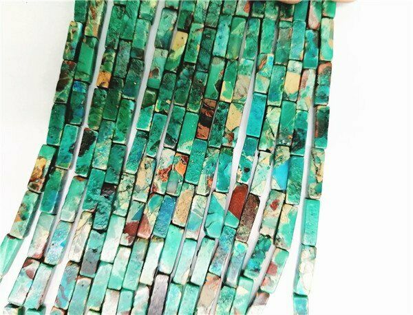 1 Strand 14x4mm Green Sea Sediment Jasper Rectangle Spacer Beads 15.5inch HH7578