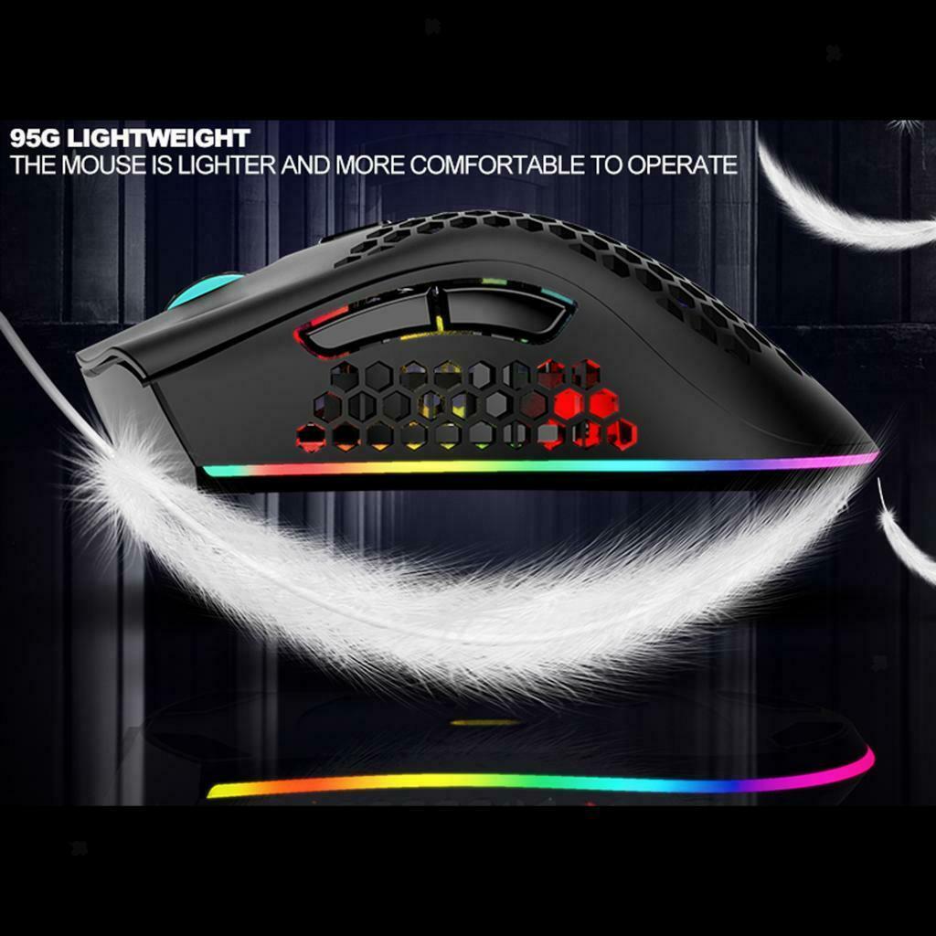 2.4G Wireless Gaming Mouse RGB Honeycomb Mouse Mice for Gamer Office White