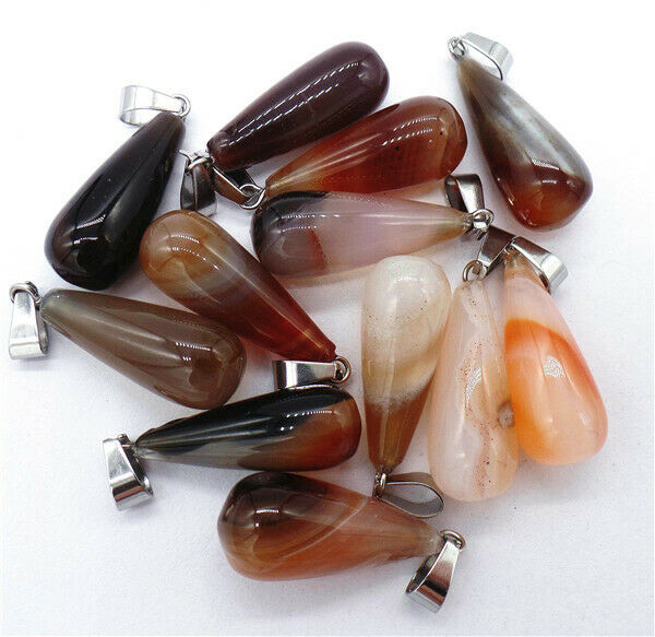 100Pcs 25x10mm Wholesale Red Agate Teardrop Pendant Bead Accessories HH8292