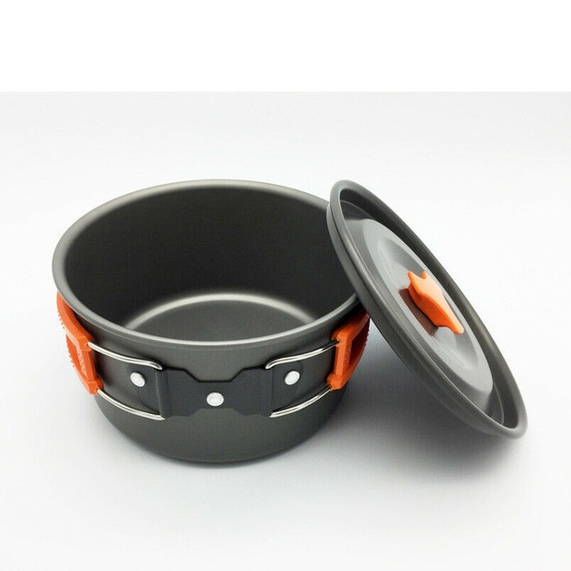 12xOutdoor Camping Hiking Cookware Cooking Picnic Pot Pan Set For 1-2 Person