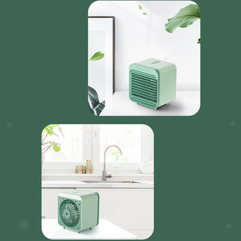 Portable Air Cooler Small Air Conditioner Desktop Bedroom USB Purifier Green