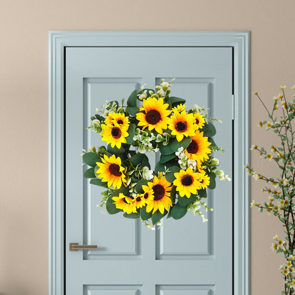 Outdoor Sunflowers Wreath Front Door Wall Home Artificial Floral Decor