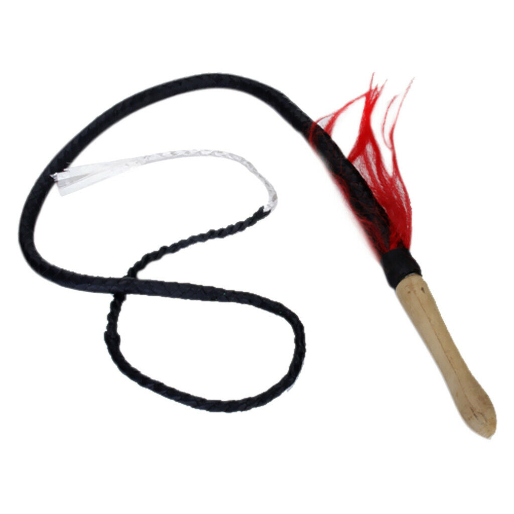 6ft Black Braided Leather Hunting Whip Bullwhip Handle