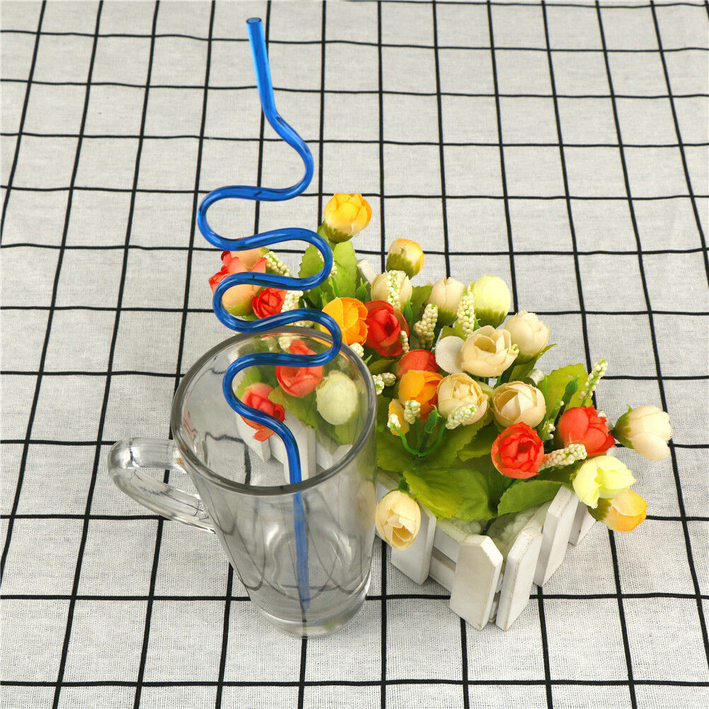 10Pcs Colorful Drinking Straws Crazy Curly Loop Plastic StrawsZ SJ