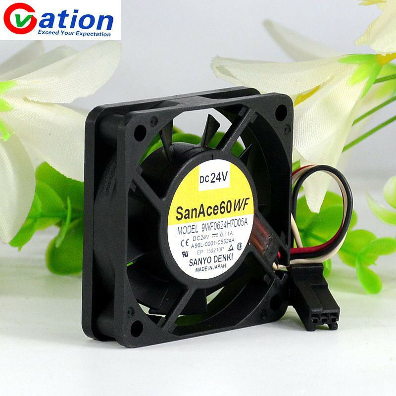 For 1pc Sanyo 9WF0624H7D05A fan 24V 0.11A 60*60*15MM 3pin