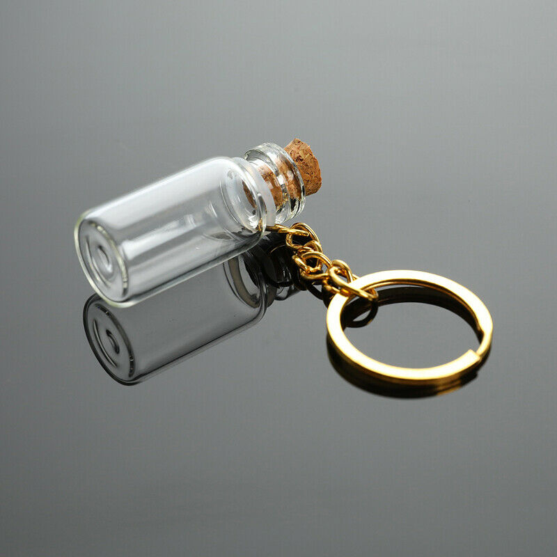 5pcs Mini Glass Bottle Vial Tube Potion Perfume Cork Jars Wish Pendant CharmFCA