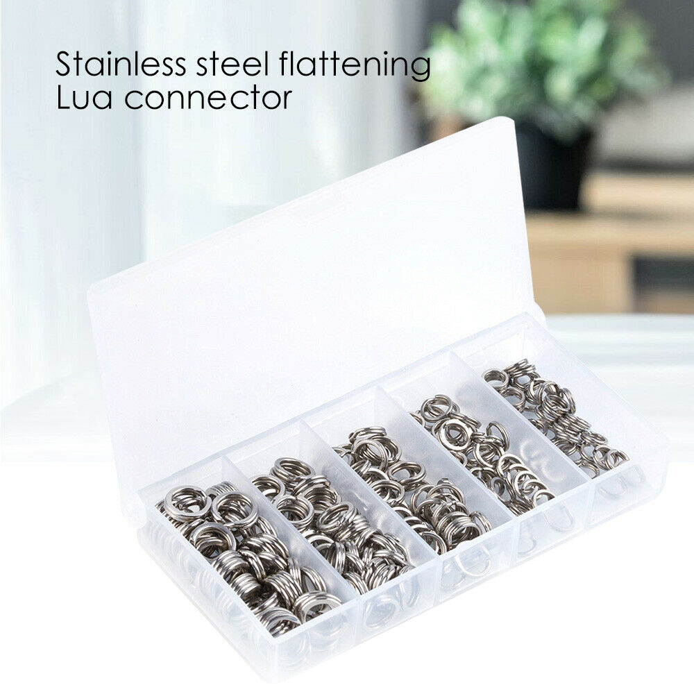 200PCS Connecting Fishing Rings Sets Stainless Steel Split Rings Hard Bait LIN