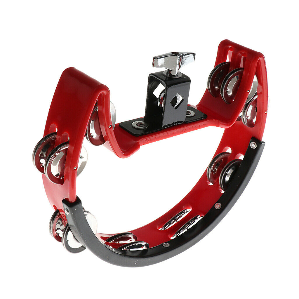 Tambourine Rattle Steel Jingles with Clamp Drum Holder for Drum Parts