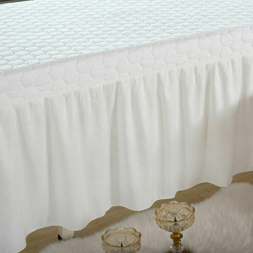 Massage Table Skirt Beauty Bed Cover Valance Sheet - White, as described