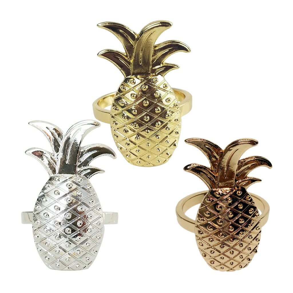 2Pcs Aluminium Fruit Shape Pineapple Dinner Napkin Rings Holders For Hotel