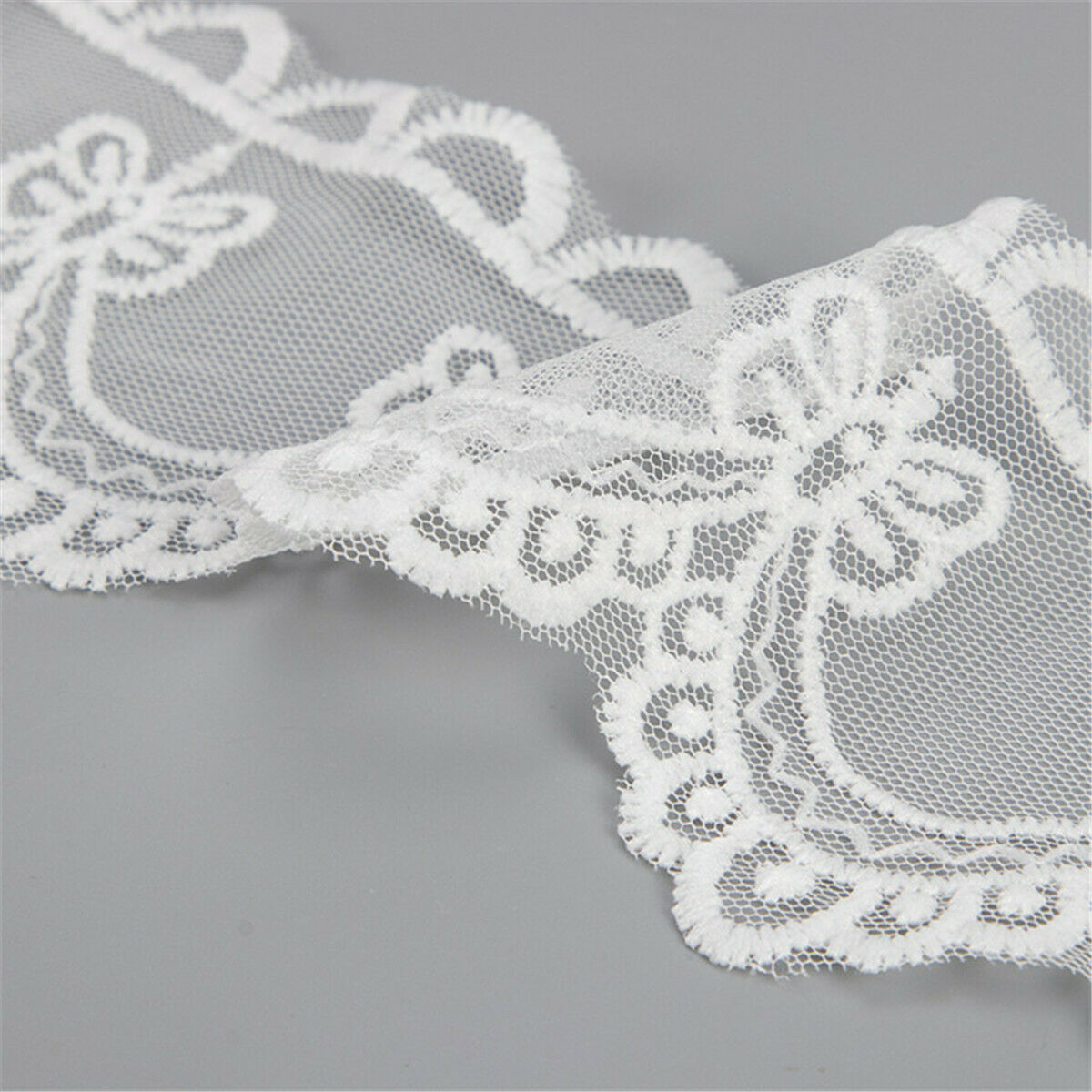 2 Yards Embroidered Butterfly Flower Lace Edge Trim Lace Ribbon Sewing DIY Craft