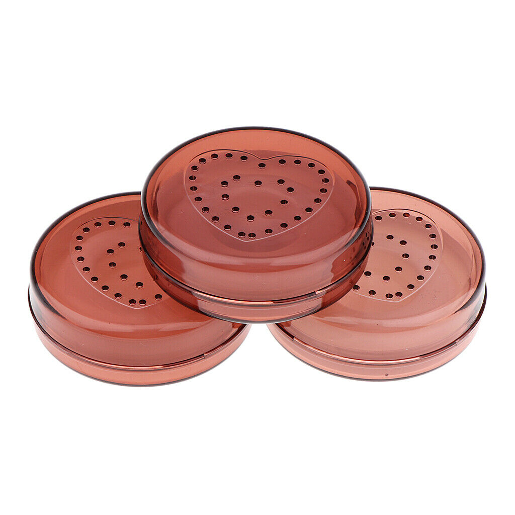 3Pcs Round False Eyelash Storage Case Box Eyelash Holder Container Red