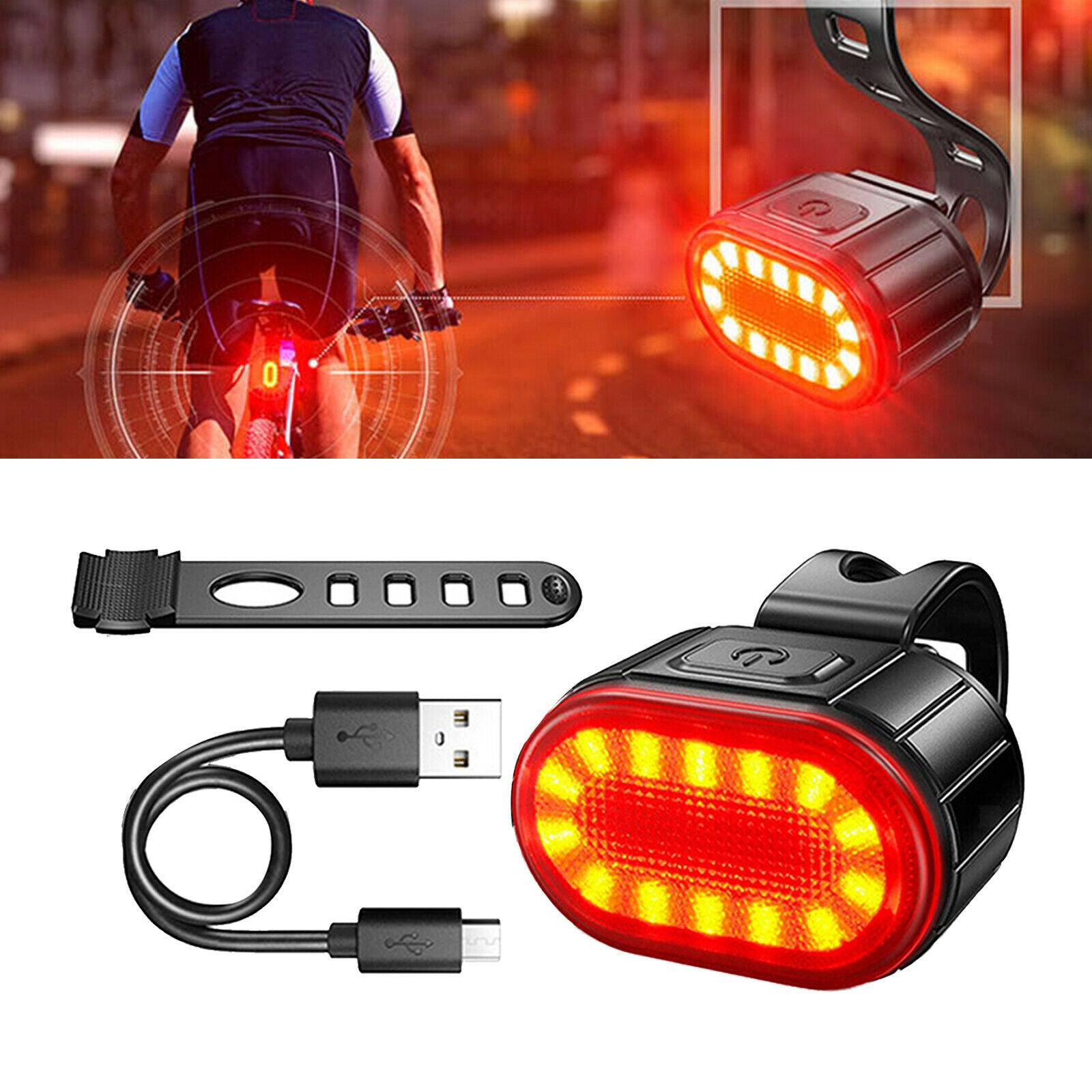 IPX5 Bicycle Lights Rear Lamp Taillight Bright Cycling Red Light Flashlight