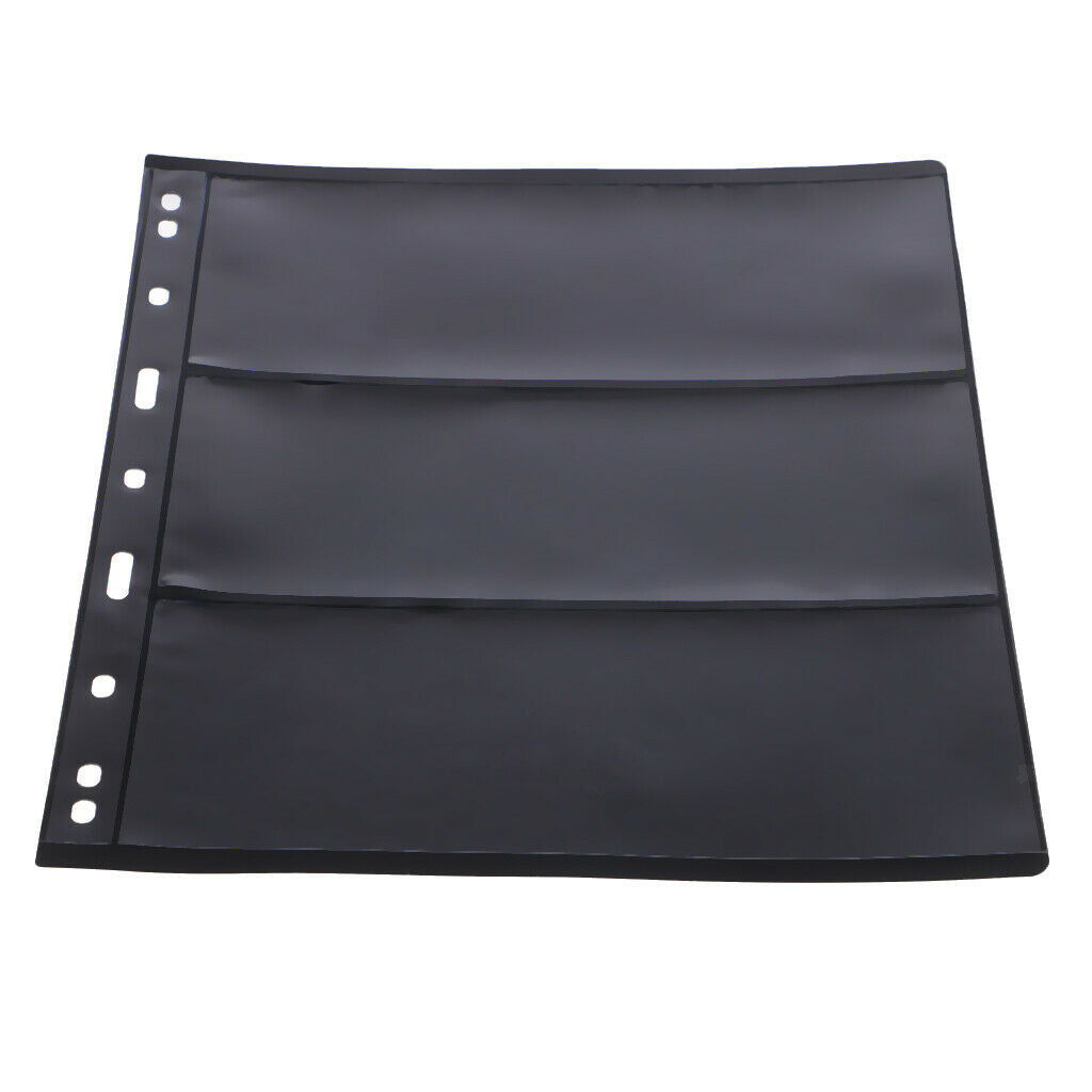 Black PVC Page of Paper Money Coin Album Loose-leaf Inners Coin Holder 3line
