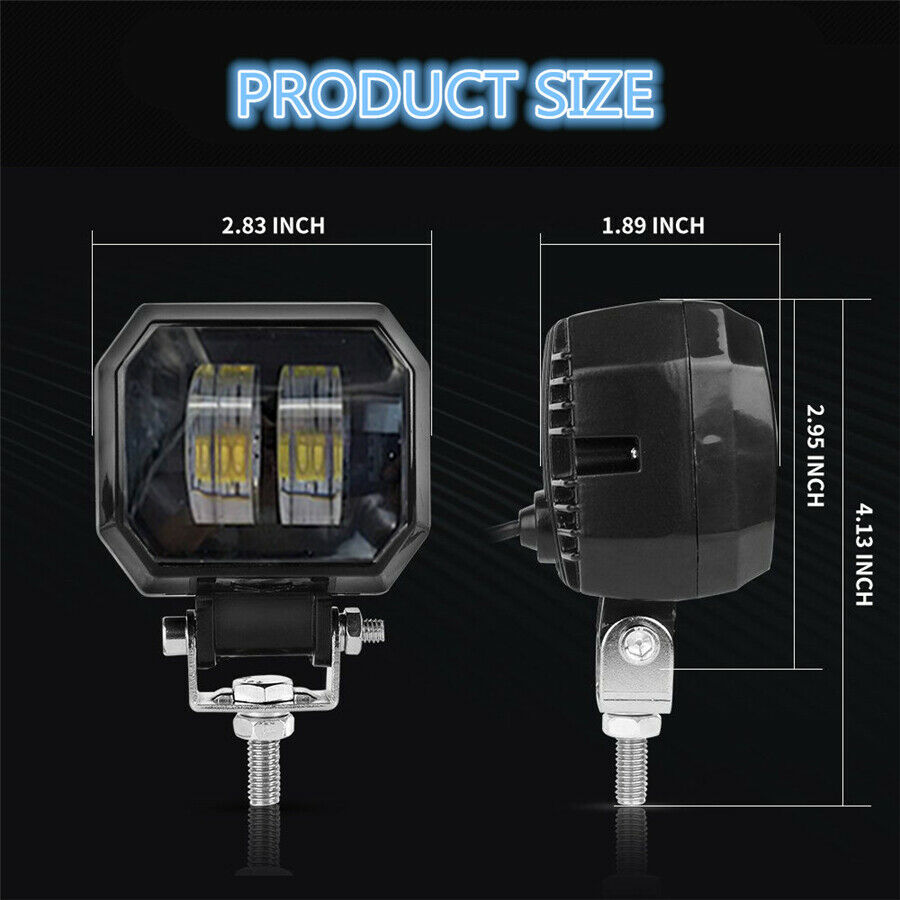 2Pcs 3" 12V 24V 6500K  20W Waterproof LED Lamp Offroad Car Boat Work Lights