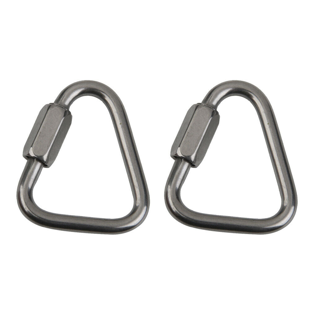 2pcs Stainless Steel 12KN Screwgate Locking Triangle Carabiner Outdoor Climbing