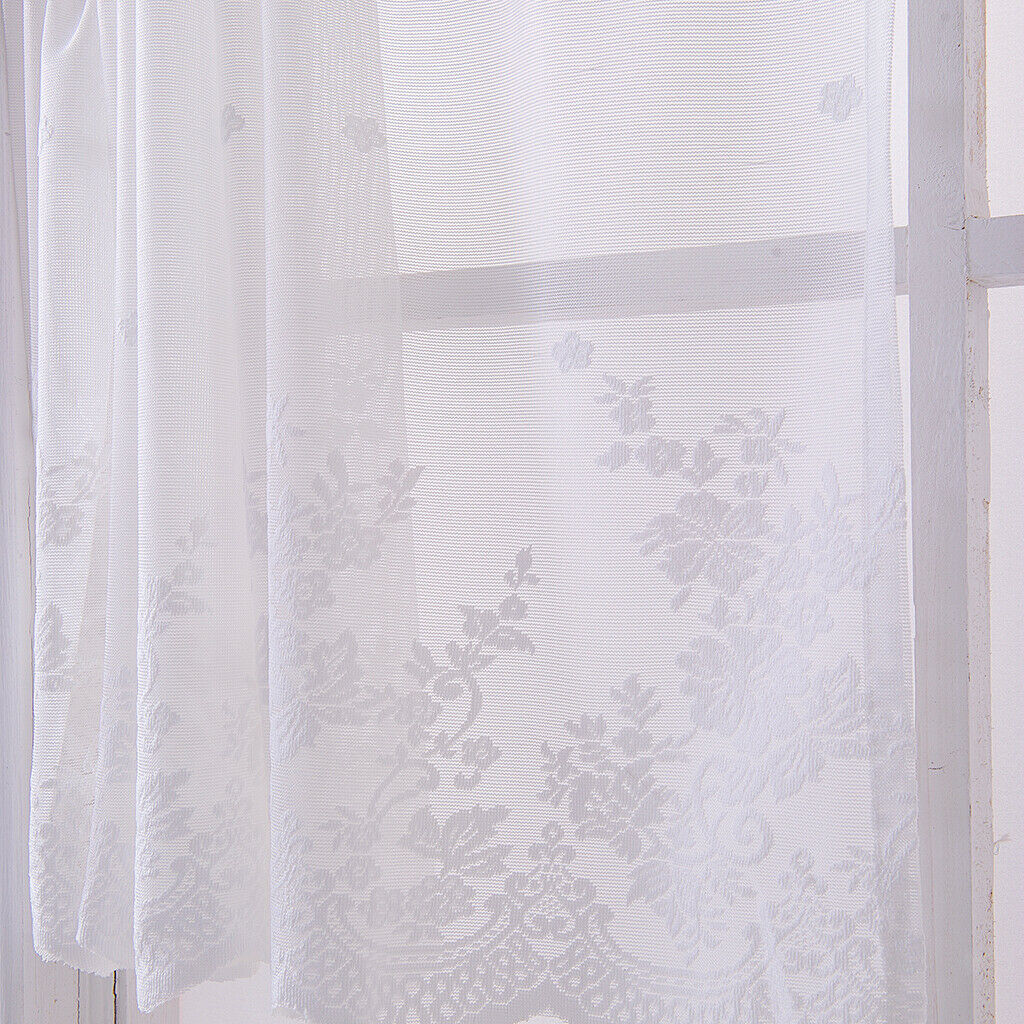 4pcs Embroidered Tier Voile Valance Window Sheer Curtain Home Decor