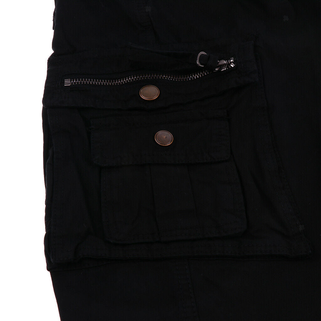 Men Short Trousers Clothes Outdoor Pants with Multi-pockets 34 Black