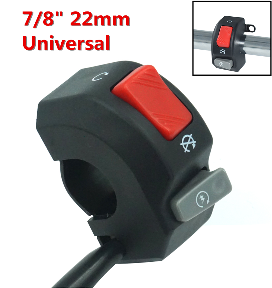 22mm 7/8" Motorcycle Handlebar Headlight Horn Fog Light ON-Off Start Kill Switch