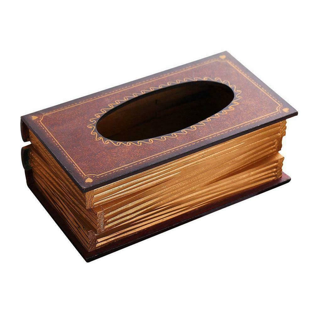 Wooden Book Design Tissue Box Holder,Tissue Box Cover Napkin Holder Modern