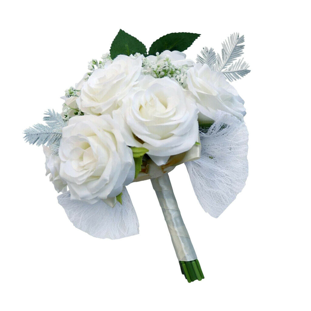 Rustic Half Ball Wedding Bridal Artificial Flower Bouquet White