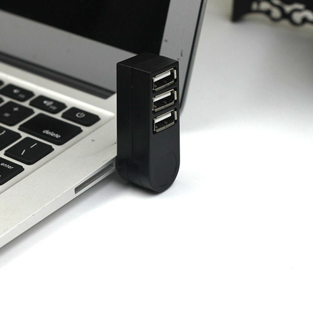 US. 3 Port USB 3.0 Rotating Splitter Adapter Hub For PC Laptop Notebook