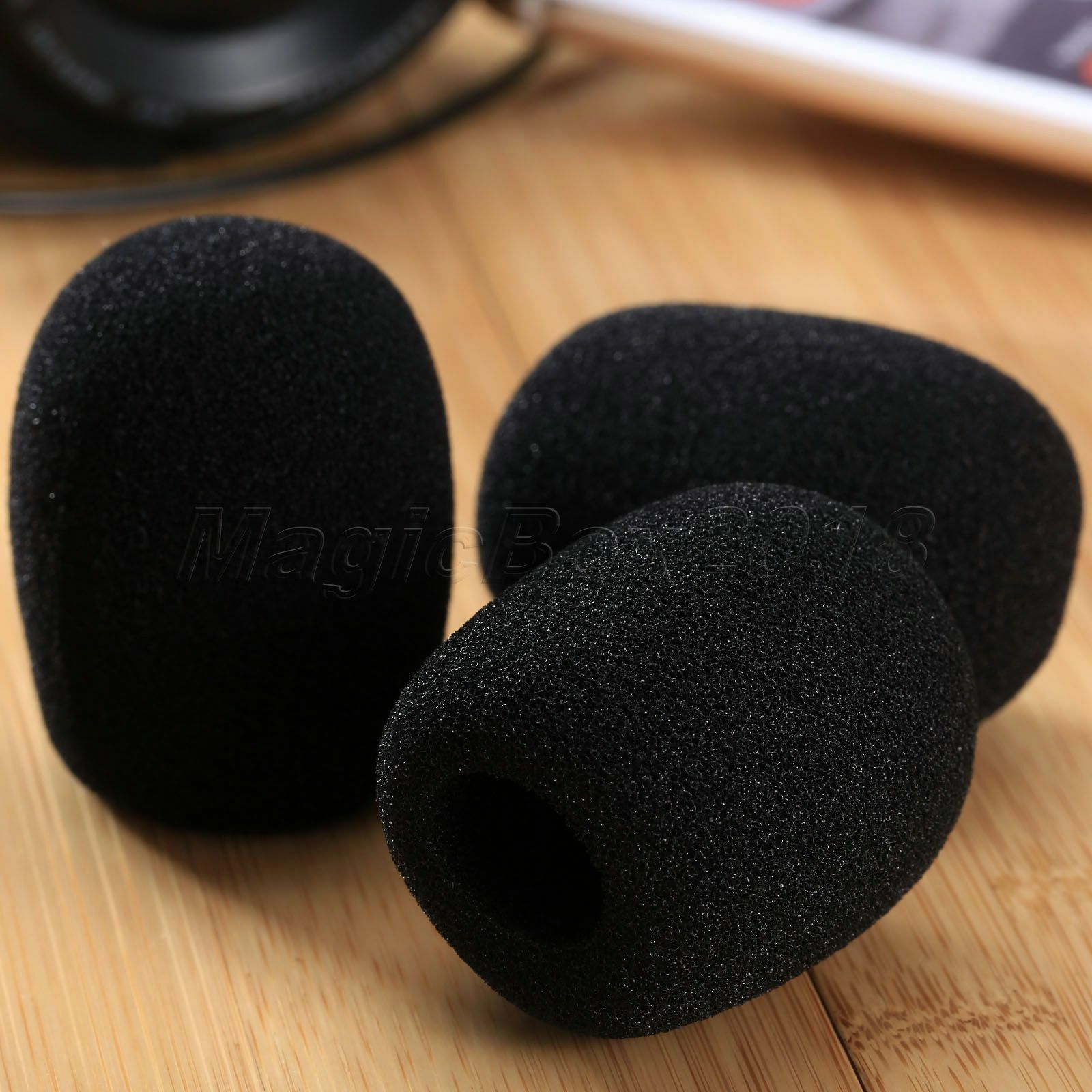 5Pcs 45x15mm Black Mini Karaoke DJ Microphone Windscreen Sponge Foam Mic Cover