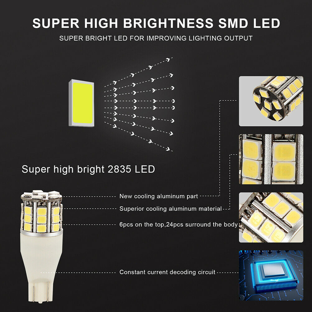 50W 921 912 7000k T10/T15 White LED Back-Up Reverse Light Backup Bulb PgJ.l8