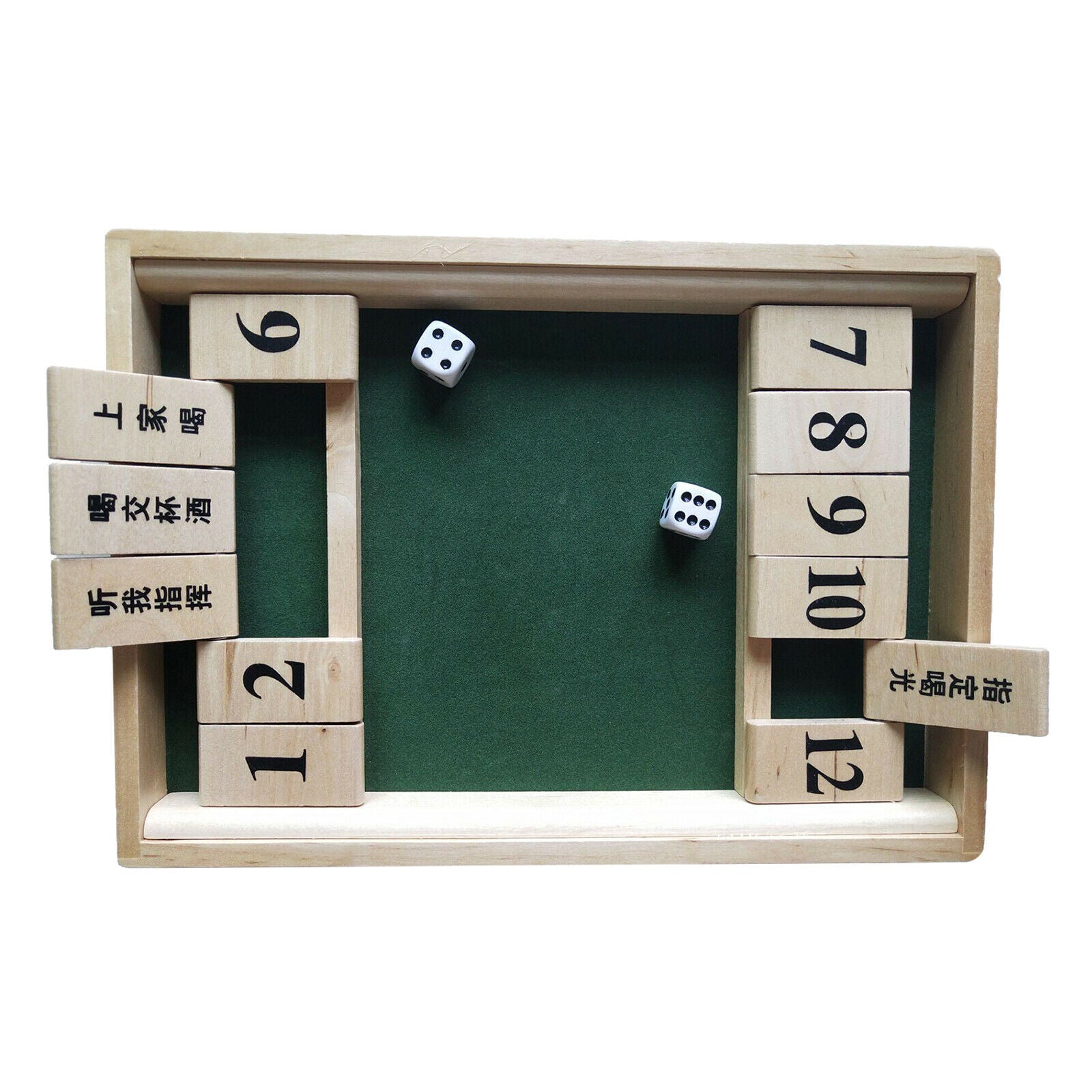 1-2 Players Shut The Box Dice Game,Classic Wooden Board Game with 2 Dice and