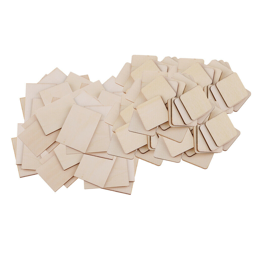 100 Pieces MDF Unfinished Wood Pieces Blank Plaque DIY Arts Crafts  34x34mm